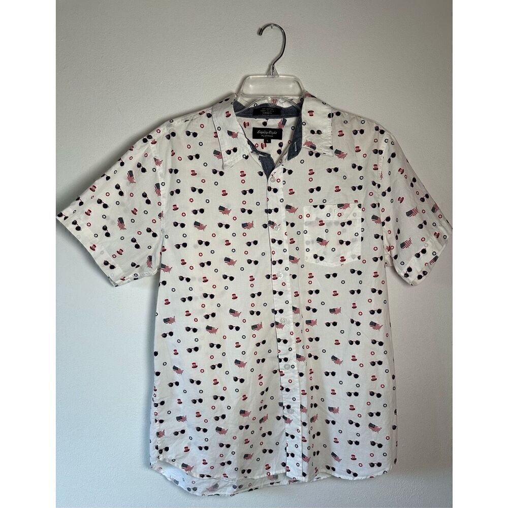 Eighty eight platinum men’s patriotic short sleeve button shirt size L #43-1339
